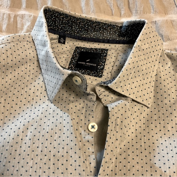 Daniel Hechter Grey With Green Dots Dress Shirt - Picture 2 of 7